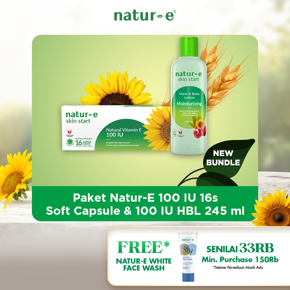 [Bundle] Natur-E 100 IU 16s Soft Capsule & 100 IU Hand Body Lotion 245 ml - Paket Skincare & Supleme