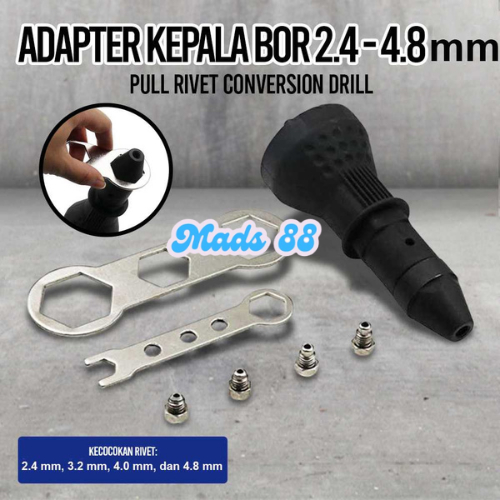 Kepala Adaptor Mata Bor Paku Rivet Ripet Kayu Dinding Tembok 4PCS Multifungsi