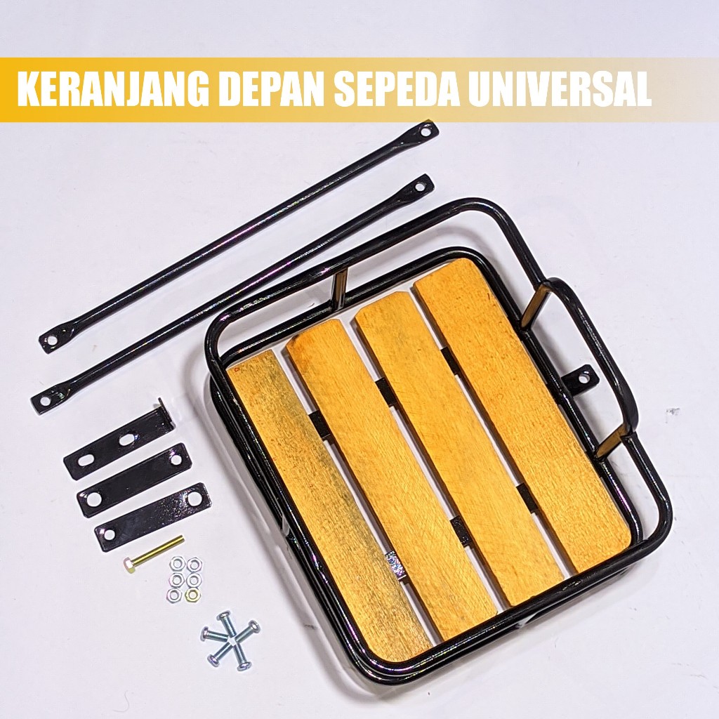 Keranjang Sepeda Depan/Rak Sepeda Model Classic Vintage Hitam Cat Coating Kilap Anti gores