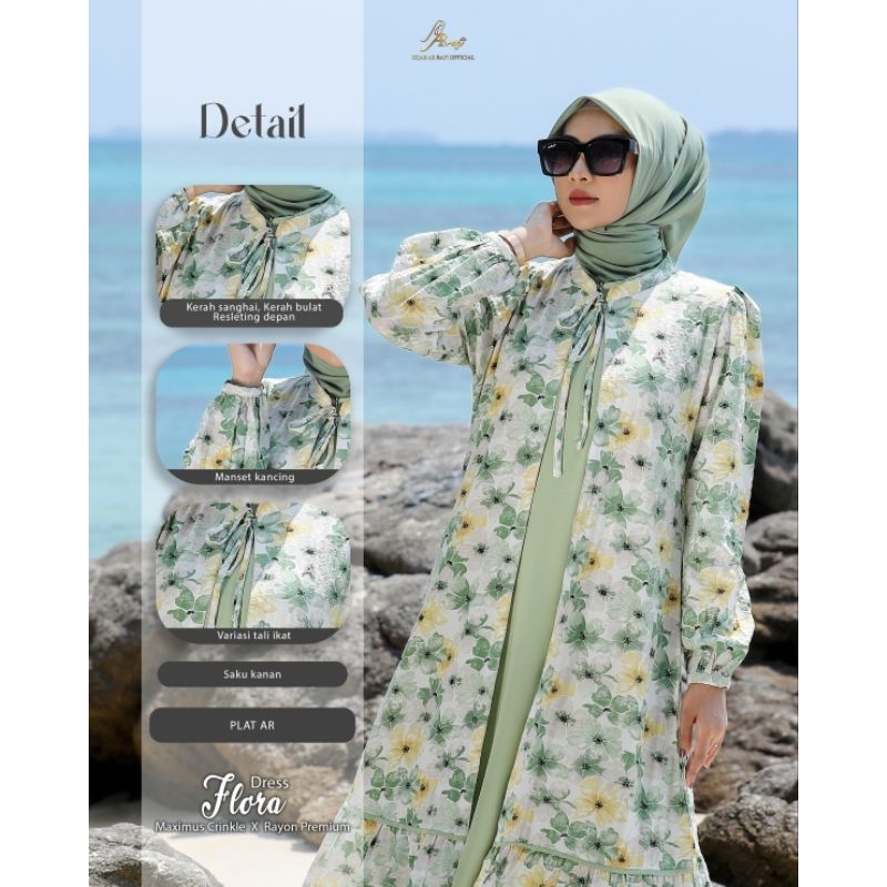 Dress Terbaru AR Rafi - Flora Dress - Gamis Motif Terbaru Kombinasi Polos - ORI BY AR RAFI