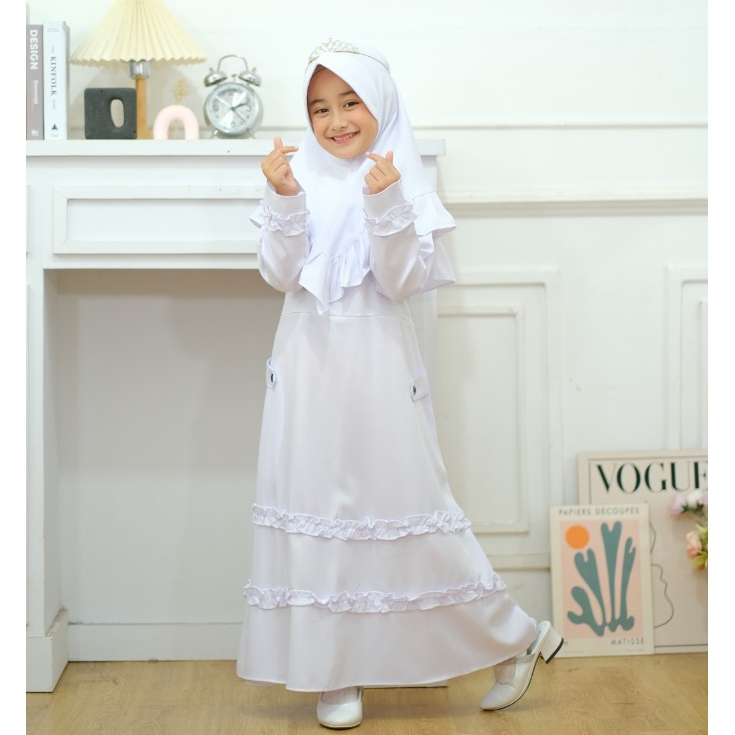 ALBAYA Kids Others Gamis Putih Anak Perempuan Polos Gamis Anak Syar'i Terlaris Gamis Manasik Haji