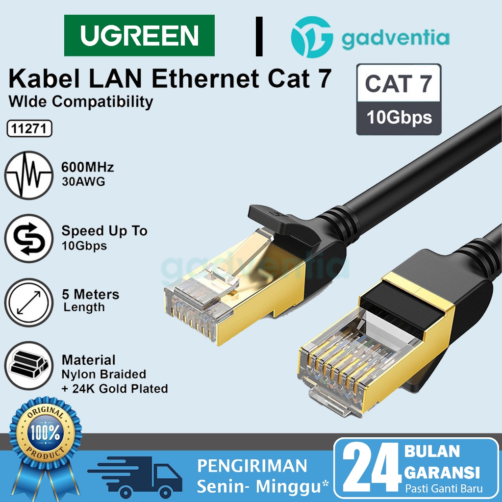 Ugreen 11271 Kabel Konektor Lan Rj45 Cat7 Ethernet Internet Network Modem Gigabit Cat.7 High Speed