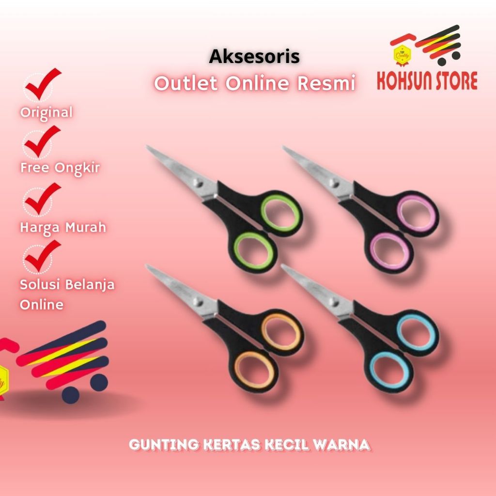 

Kohsun 2 | Gunting Kertas Kecil Tajam Serbaguna / Warna Warni Neon Scissors Panjang 12 inch - STA320