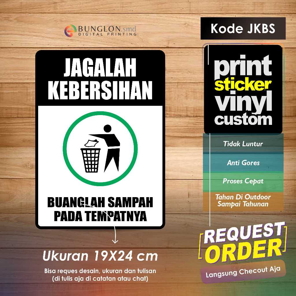 

STIKER JAGALAH KEBERSIAN BUANGLAH SAMPAH PADA TEMPATNYA + LAMINASI KODE JKBS HITAM PUTIH