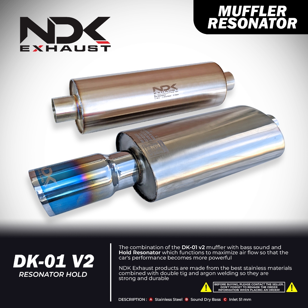 NDK MUFFLER RESONATOR DK-01V2 & RESONATOR HOLD NEW TYPE NDK EXHAUST KNALPOT MOBIL RACING