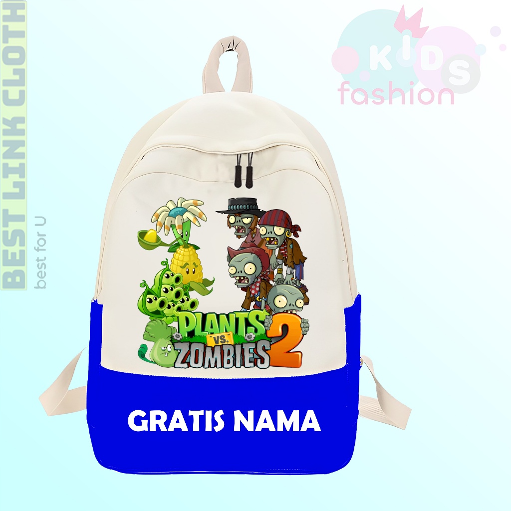 Tas Anak Sekolah TK SD Costum Plant vs Zombie Tas Ransel Anak Plant vs Zombie Free Nama