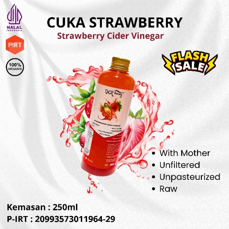 

Cuka Strawberry 250ml Sari Strawberry Cuka Strawberry Organik Original Asli Cider Vinegar With Mother - DCR Honey