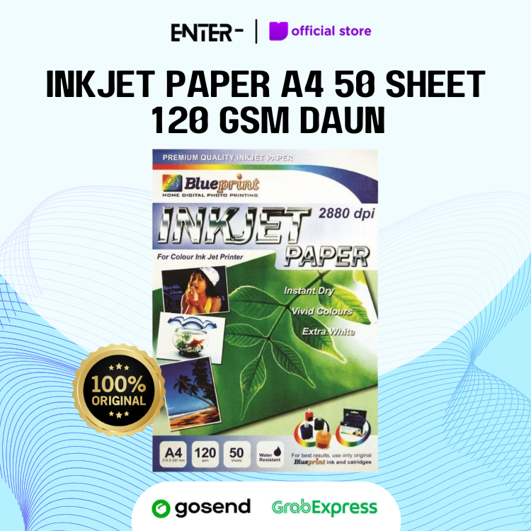 

Kertas Matte Inkjet Photo Paper BLUEPRINT A4 120 gsm 50 Sheet Daun
