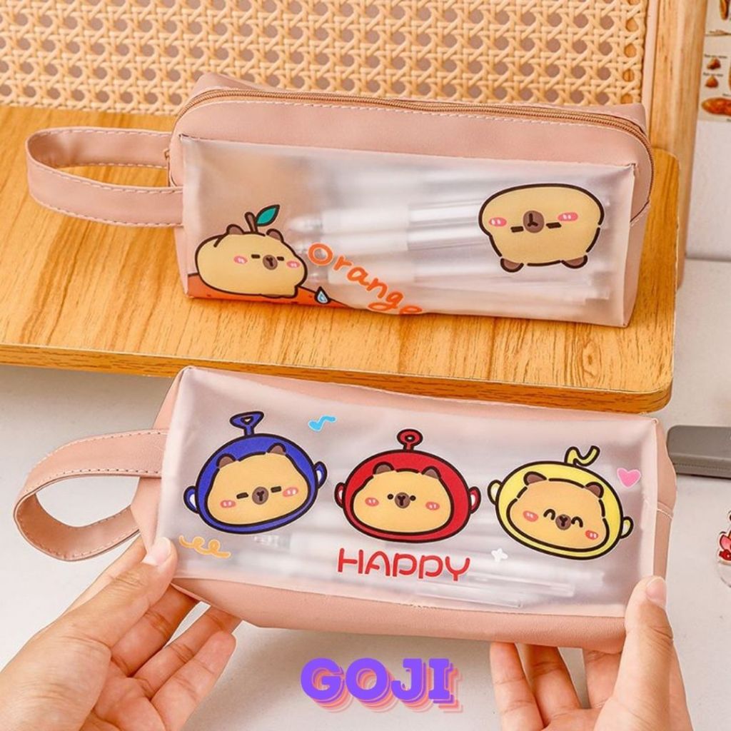 

GOJI Tempat Pensil Kotak Pensil Capybara Motif Kapibara Kartun Kapasitas Besar Transparant Tepak