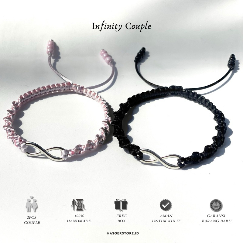 [Infinity] Couple Bracelets | FREE BOX 2 Pcs Gelang Persahabatan Gelang Serut Infinity Gelang Couple