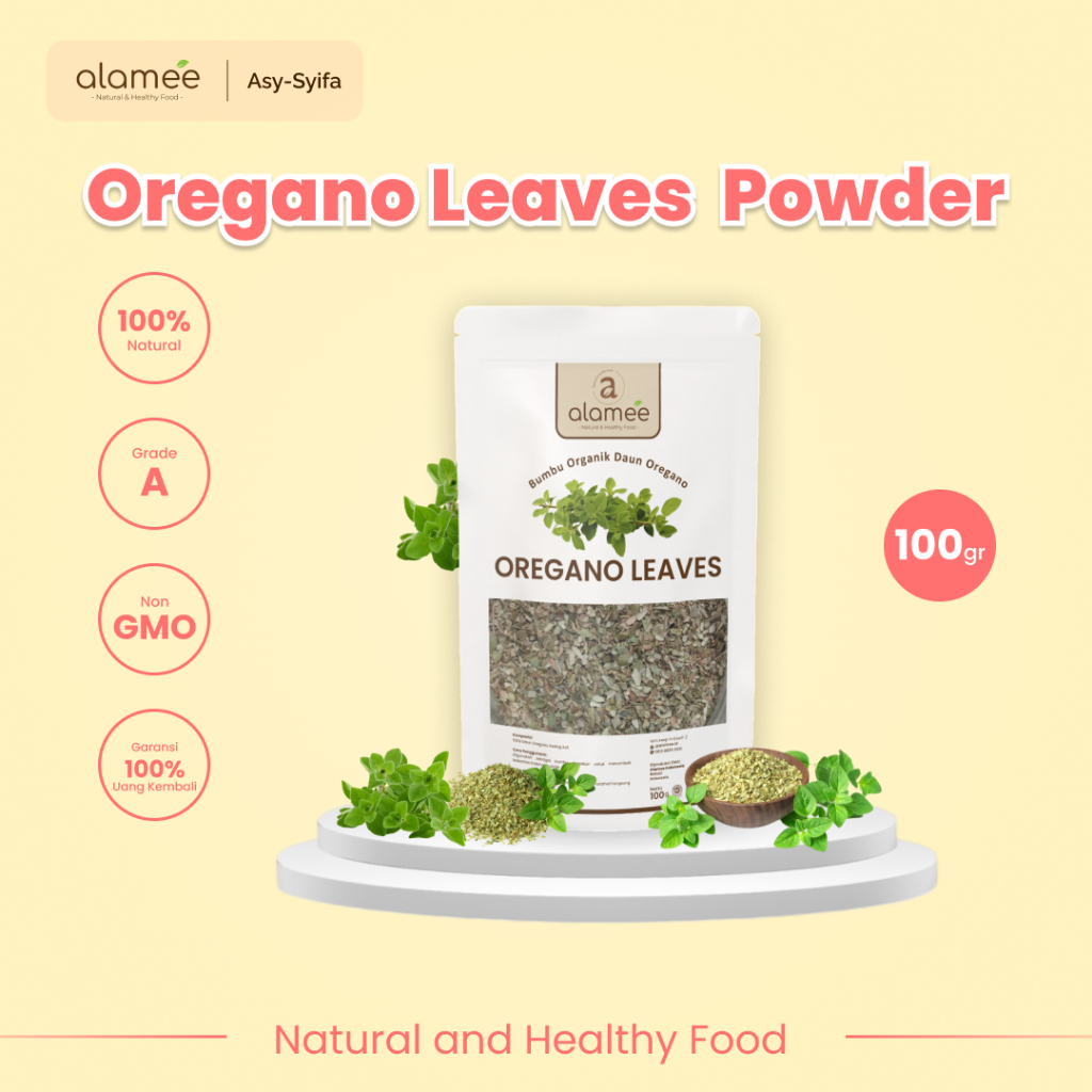 

ALAMEE Oregano Kering Dried Leaves Flakes Garnish Murni Asli Tanpa Campuran Bumbu Masak Dapur 100g