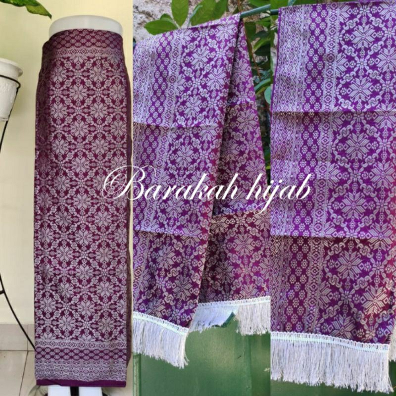 Satu Set Rok Songket Selendang segiempat glamor Ciput Cardigan Outer Bawahan Model Tradisional Tenun