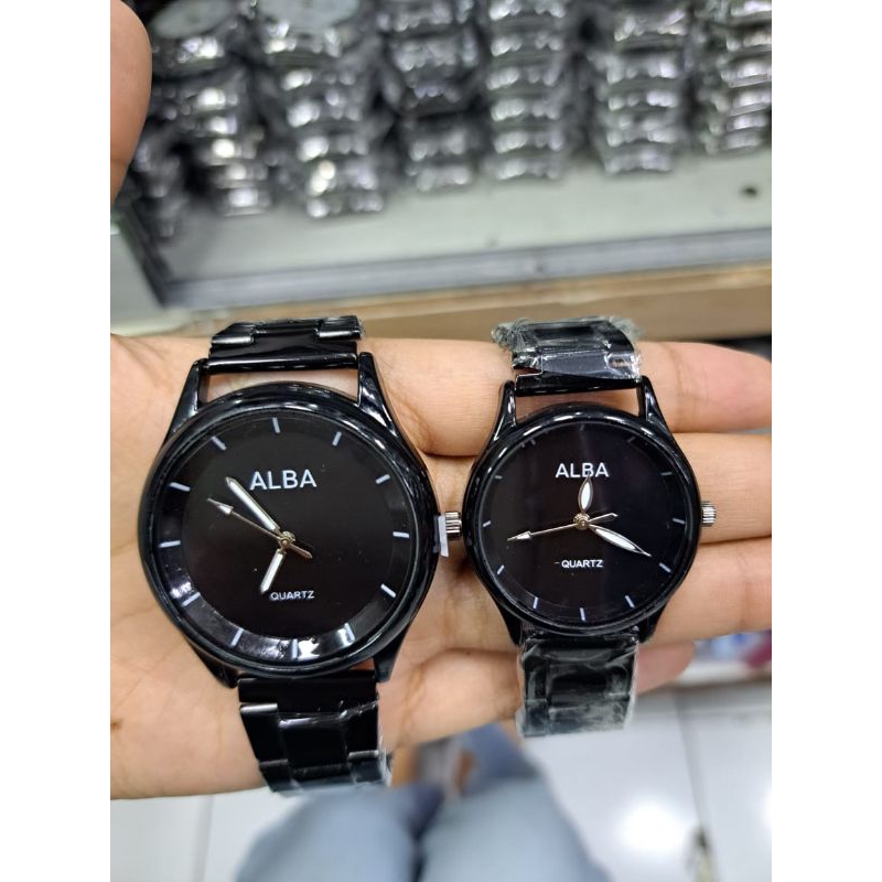 GAMBAR ASLI // Jam Tangan Couple // Jam Tangan Alba Pria Rantai Free Bok