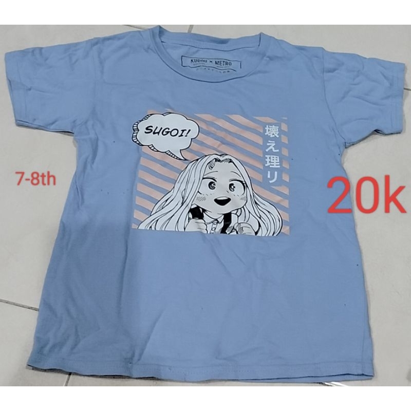 Kaos anime Eri My Hero Academia anak perempuan 7-8 tahun preloved
