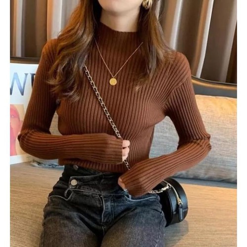 Inner Rajut Baju Dalaman Turtleneck Knit Manset Lengan Panjang