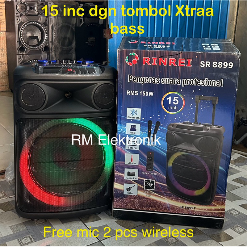 Speaker Portable 15 inc Rinrei SR8899 Xbass (free mic 2 pcs)/Speaker meeting 15 inc rinrei Xbass