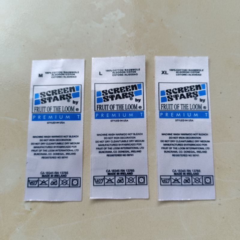 

screenstars by fruit of the loom vintage tag / label