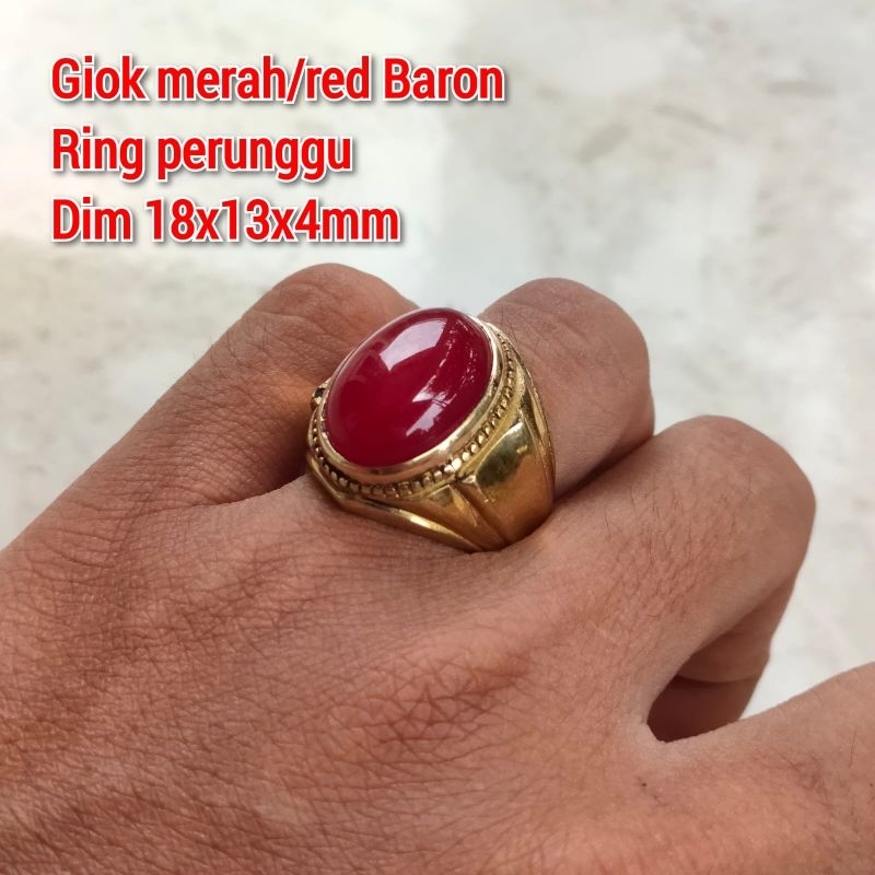 CINCIN PRIA BATU RED BARON SERAT DALAM GIOK MERAH RING PERUNGGU SUPER