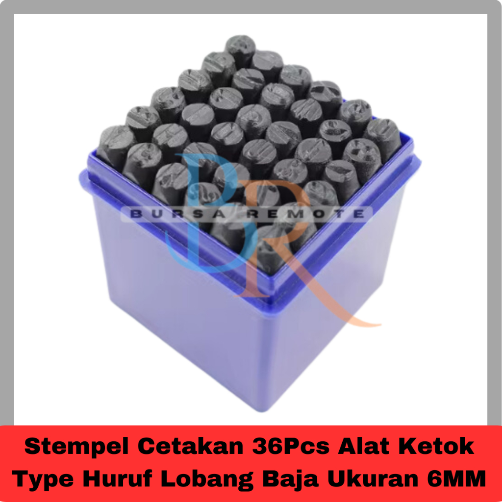 

Stempel Cetakan 36Pcs Alat Ketok Type Huruf Lobang Baja Ukuran 6MM
