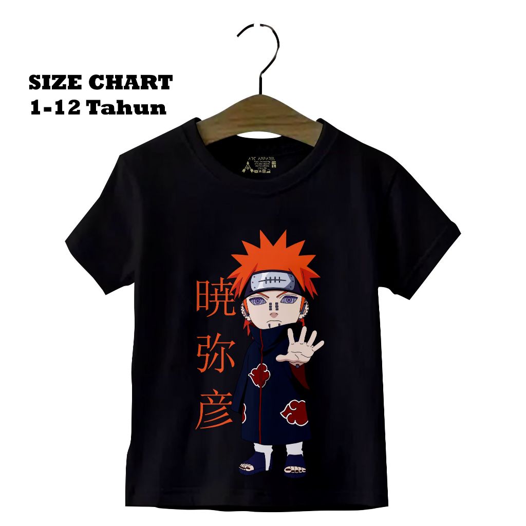 Baju Kaos Akatsuki Anak Anime Naruto Karakter Yahiko 2-12 Tahun