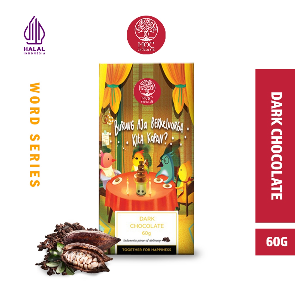 

MOC Chocolate - Word Series Dark Chocolate 60g- Halal - Chocolate Bar/Cokelat Batang - Chocolate Bali - Cokelat Kata-kata