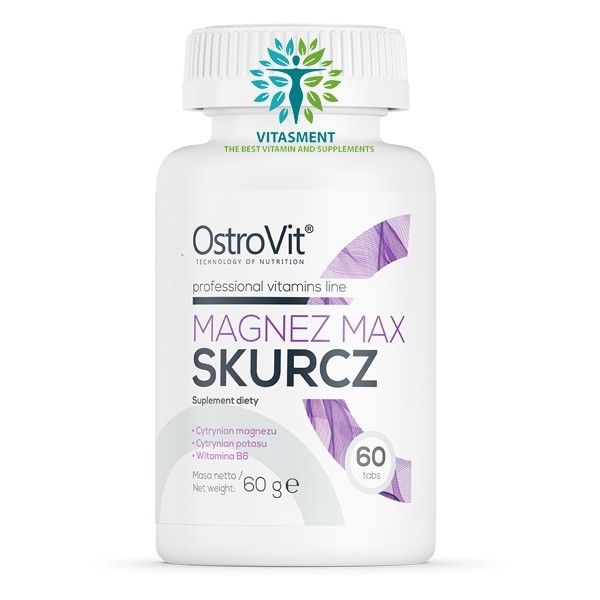 OstroVit Magnesium Max Cramp Skurcz 60 Tablet Magnesium Potassium Vitamin B6 Suplemen Obat Vitamin M