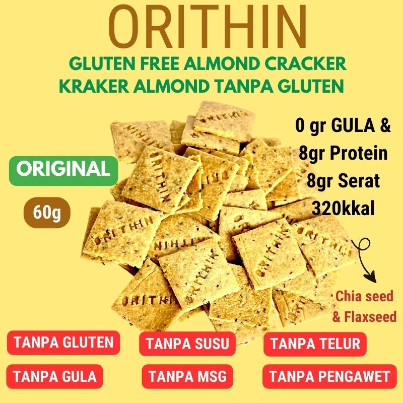 

Maknyuss1 Orithin Snack Glutenfree 25G Original Cemilan Sehat Kaya Serat Tanpa Gluten / Susu / Telur