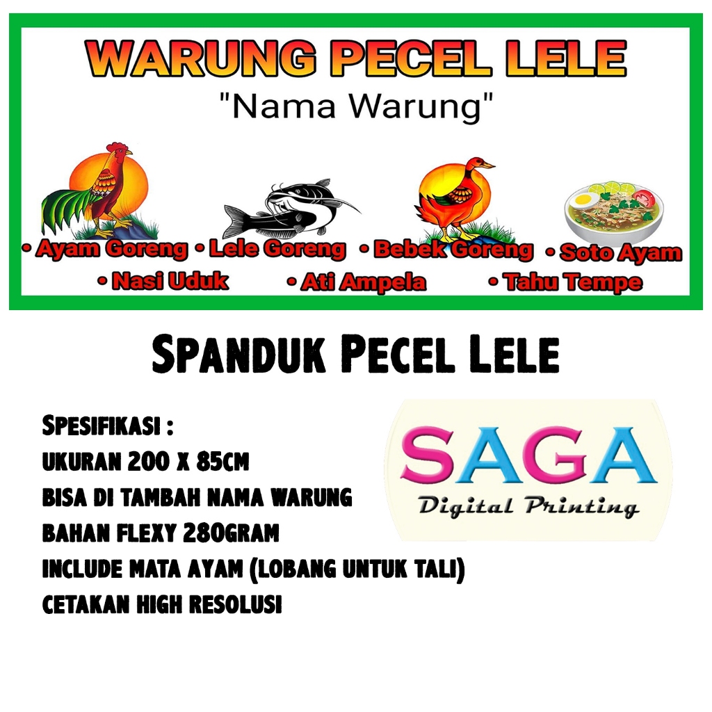 Spanduk Pecel Lele Bahan Banner Bukan Kain