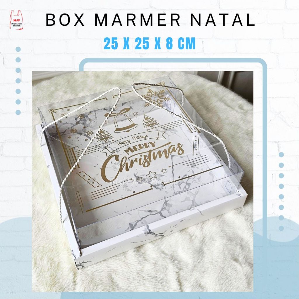 

Box lebaran Mika Tali Marmer natal 25x25x8 Kotak Dus Pie Cupcake Tray Puding Mini Hampers