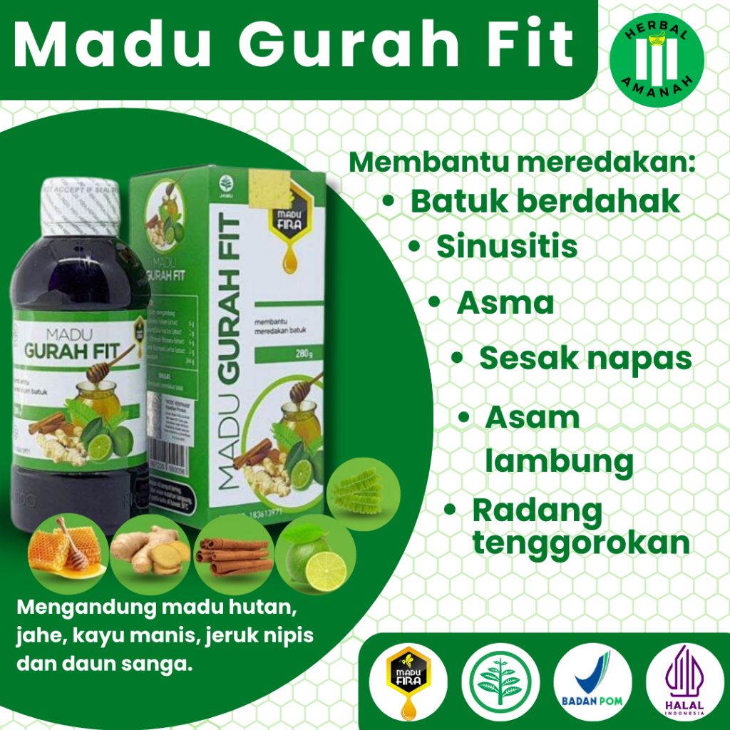 

PROMO MADU GURAH FIT ORIGINAL Asli Obat Flu Batuk Gurahfit Obat Herbal Sakit Tenggorokan Sesak Nafas Sinusitis Asma TBC