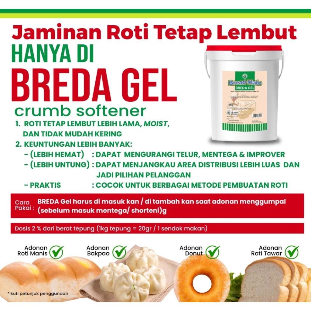 

PELEMBUT ROTI CRUMB SOFTENER Breadmate Breda Gel (breadgel) REPACK 250 gr