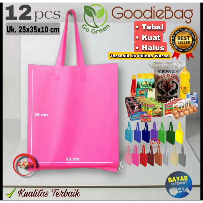 

Tas Spunbond Goodie Bag Tali Uk 25x35x10 cm Totebag paperbag kain untuk belanja hampers snack parcel