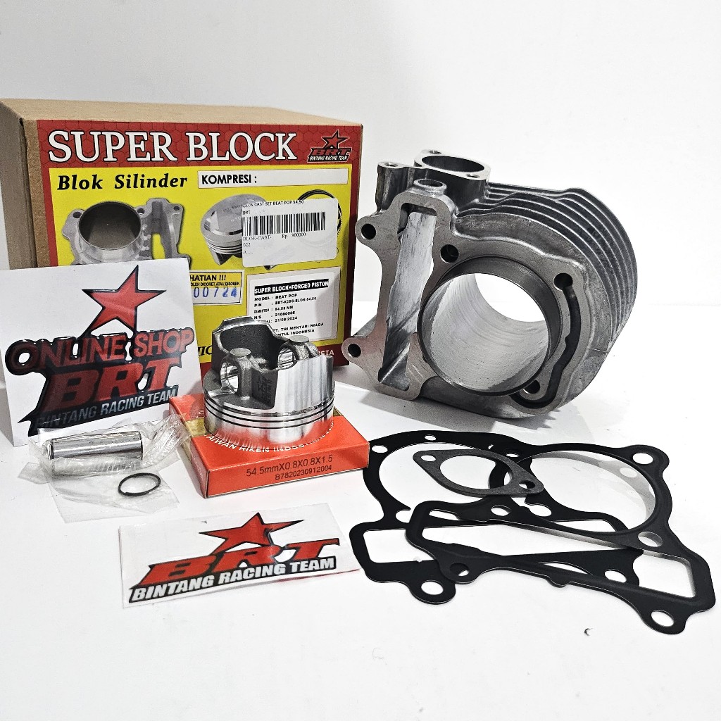 BLOK SET PISTON CAST IRON 54.50 BRT BEAT POP BEAT ESP SCOOPY FI VARIO 110 FI ESP STARTER HALUS