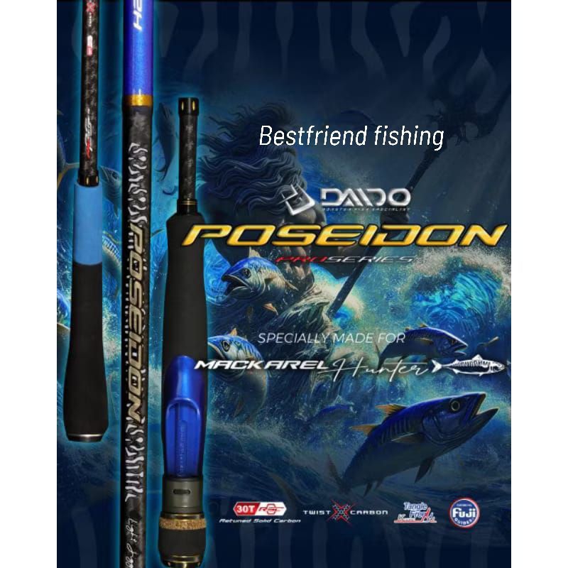 Joran DAIDO POSEIDON MACKAREL Jigging Rod Carbon Solid Fuji Guides Ring