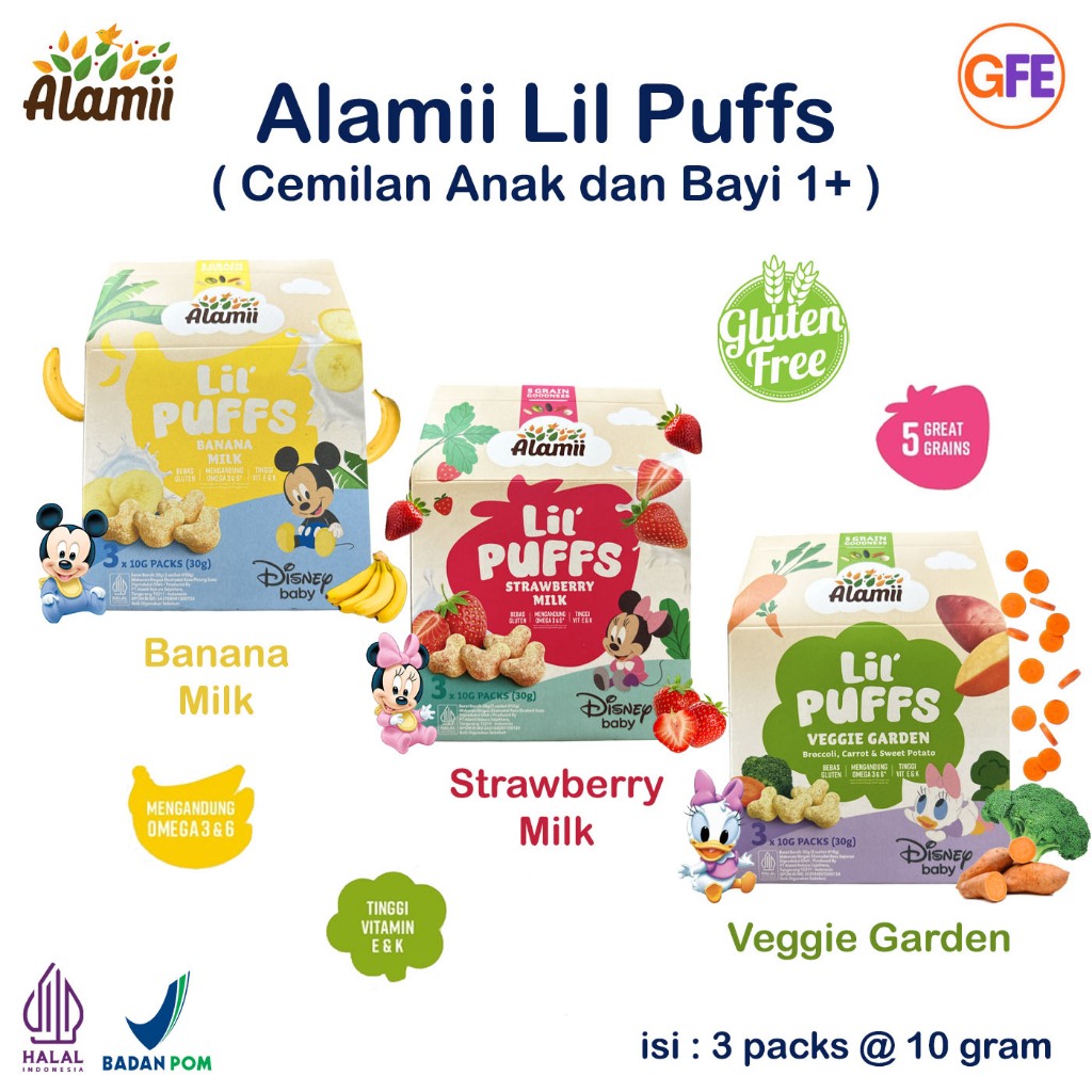 Alamii Lil' Puffs Disney Edition Puff Camilan Snack Cemilan MPASI Bayi Anak 1 tahun Balita Halal