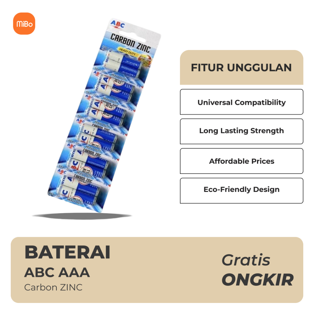 Batre ABC AAA / A3 CARBON Batre Mi tv stick alat pijat remot AC 2Pcs