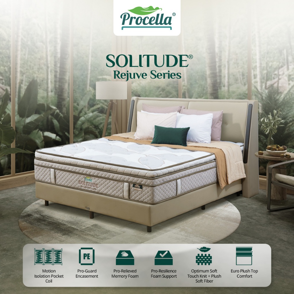 Kasur Memory Foam Pocket Springbed Solitude Procella Olympic Plushtop Pillowtop 100x200 120x200 160x