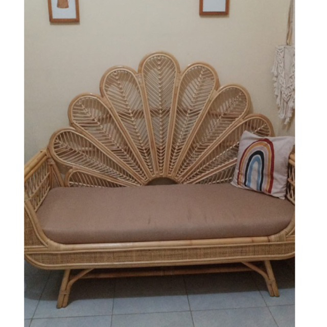 KURSI SOFA ROTAN 2 SEATER INCLUDE CUSHION