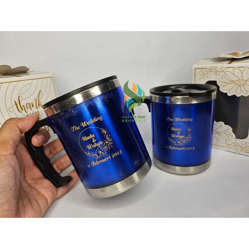 Souvenir Gelas Gagang Stainless Warna Tumbler Mug Kopi With Lid Tumbler Sablon