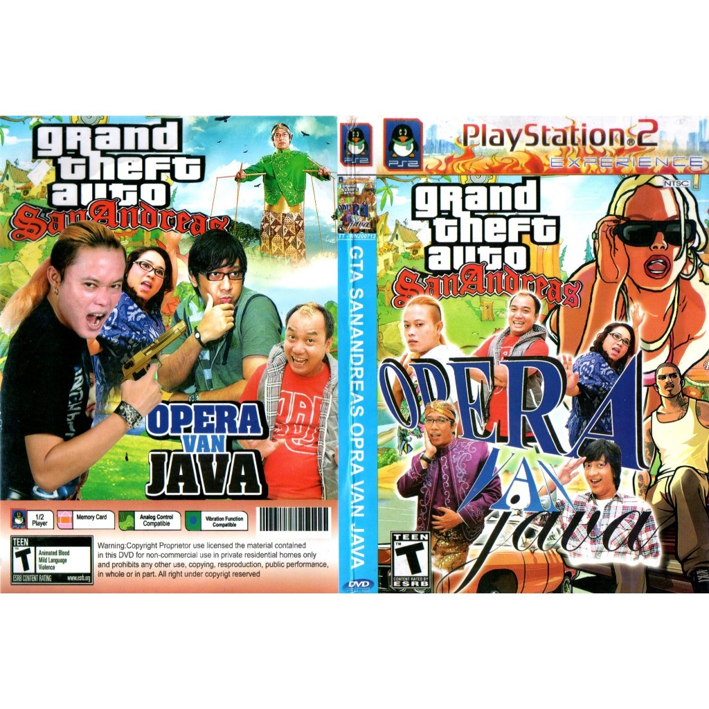 DVD Kaset Game PS2 Grand Theft Auto San Andreas GTA Opera Van Java WITH MOD