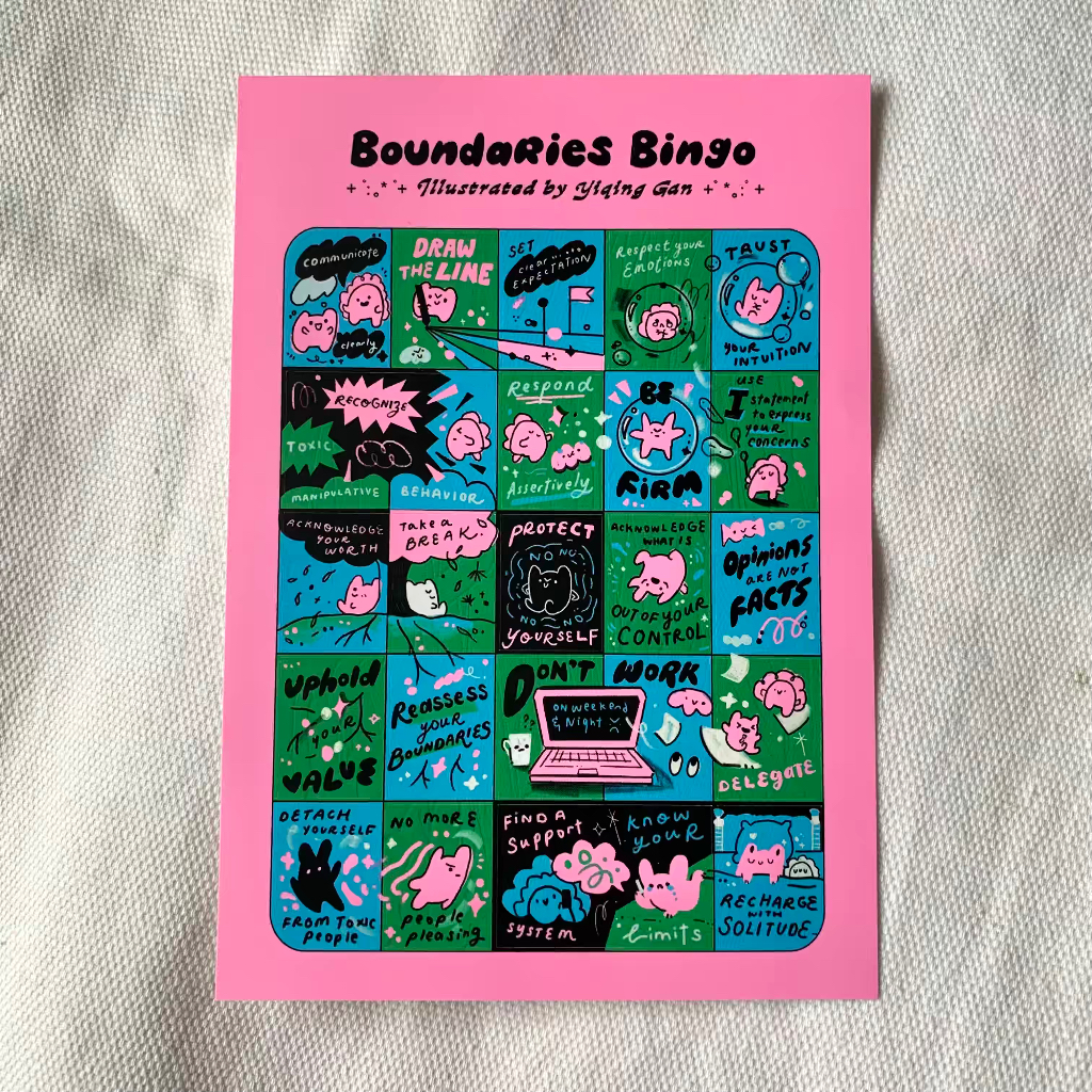 

yiqing gan sticker singapore polco deco character boundaries bingo journalling quirkyqing.art illustration