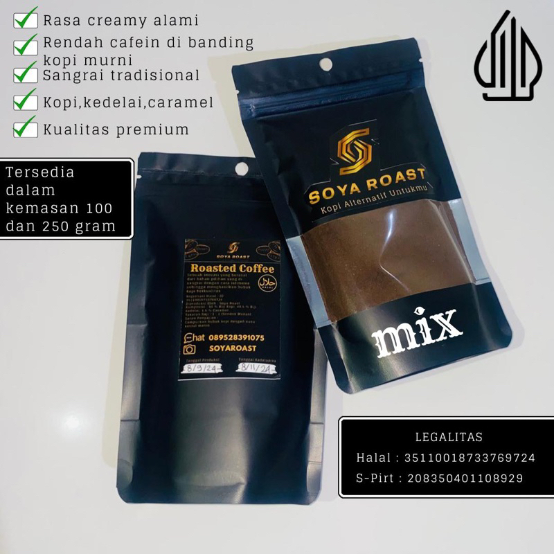 

[Bisa Cod ]Kopi Sangrai Tradisional Kualitas Premium oleh soyaroast dengan rasa ori( no cafein) dan mix