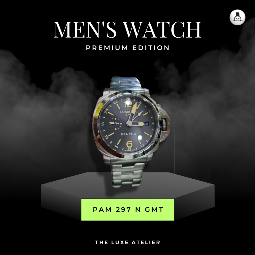 LUXURY MAN WATCH/JAM TANGAN MEWAH PRIA PANERAI LUMINOR GMT PAM 297N RANTAI