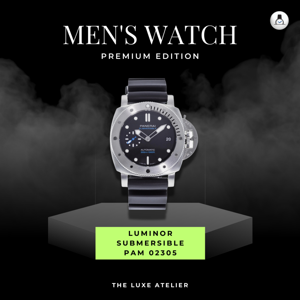 LUXURY MAN WATCH/JAM TANGAN MEWAH PRIA PANERAI LUMINOR SUBMERSIBLE 1950 3 DAYS PAM 02305 AUTOMATIC