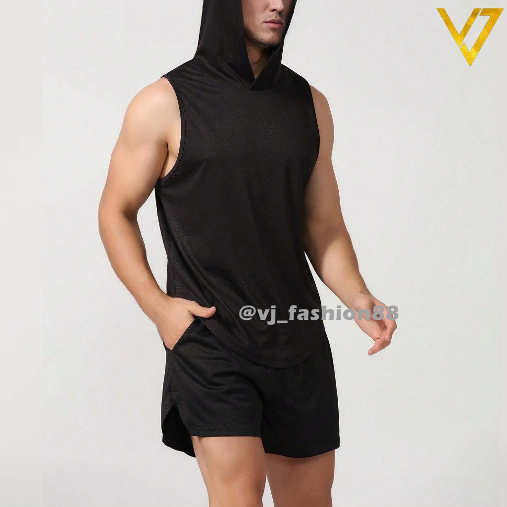 HOODIE SINGLET PRIA POLOS GYM TANK TOP SLEVEELESS