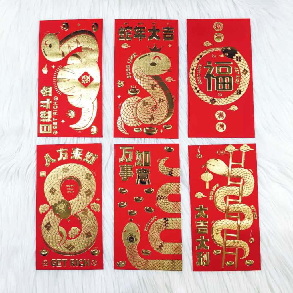 

Angpao Imlek Shio Ular 4089 | Bahan Artpaper Dove Emboss Emas Import Isi 6 Motif Sama