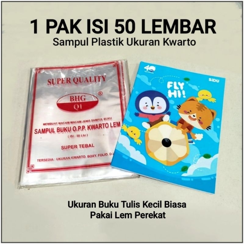 

1 Pak Sampul Buku Plastik Isi 50 Lembar BHG ( Ukuran Kwarto )