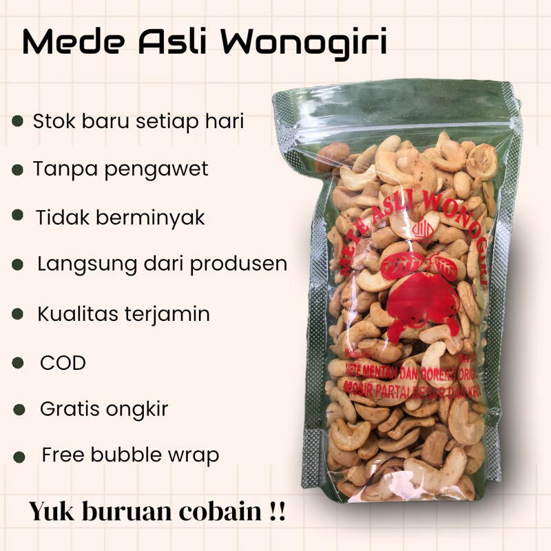 

Mete Asli Wonogiri Original Mete Belah Kacang Mede 250gr