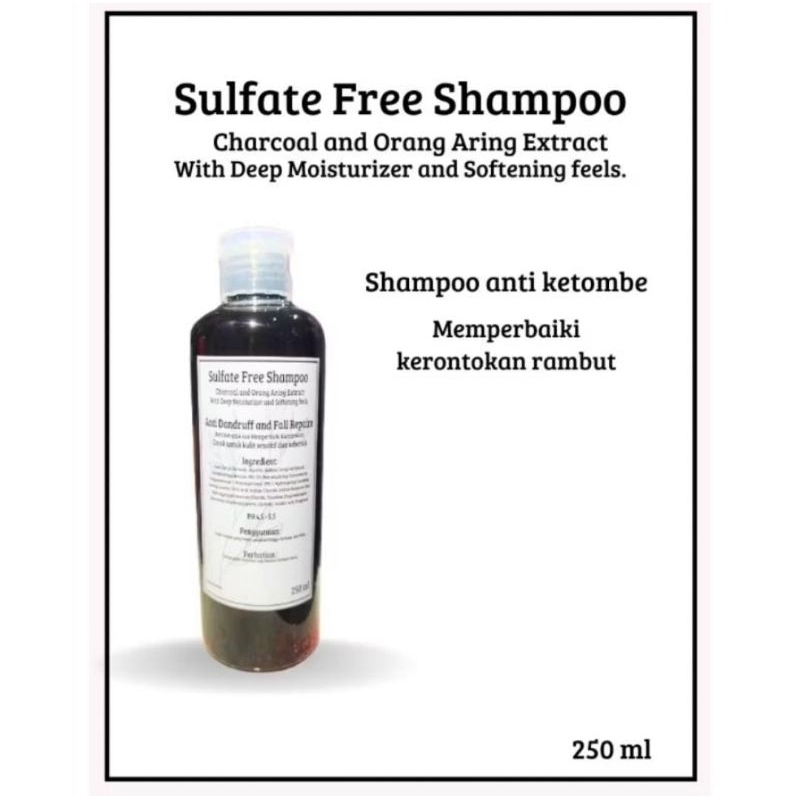 Shampoo bebas sulfate tanpa sls dengan kandungan parang aktif / charcoal isi 250ml