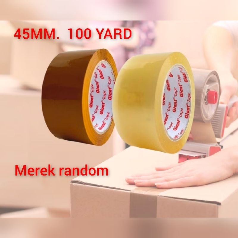 

Lakban isolasi 45mm 100yard bagus murah daya lekat bagus warna bening dan coklat